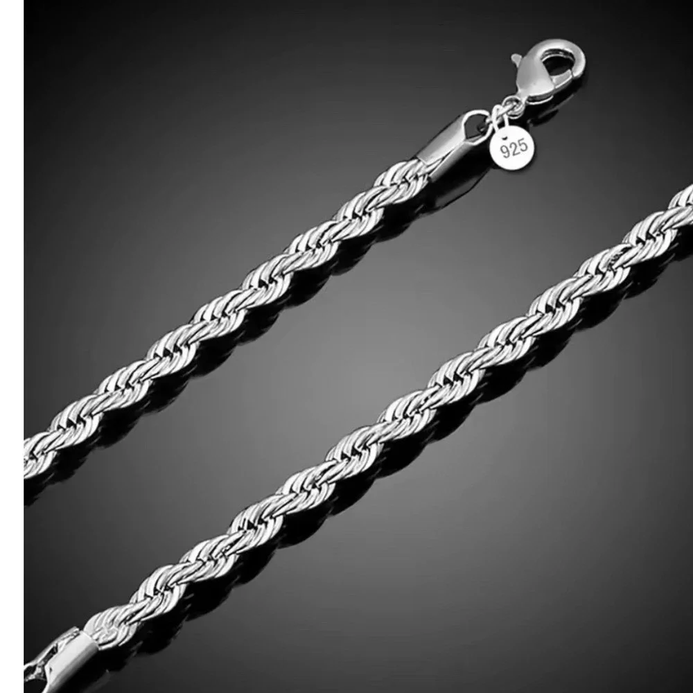 NEW‎ Sterling Silver 925 Rope Chain Bracelet